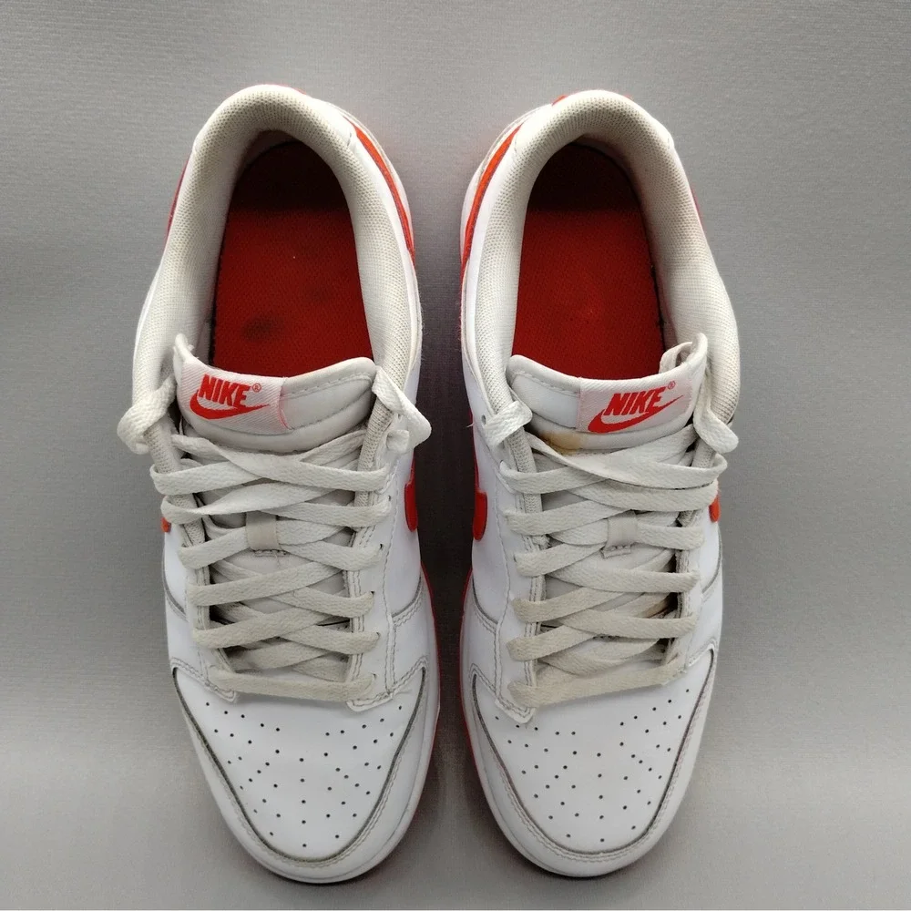 Nike Dunk Low Retro White Picante Red Sneakers Mens Size 9.5 Casual Skater Shoes